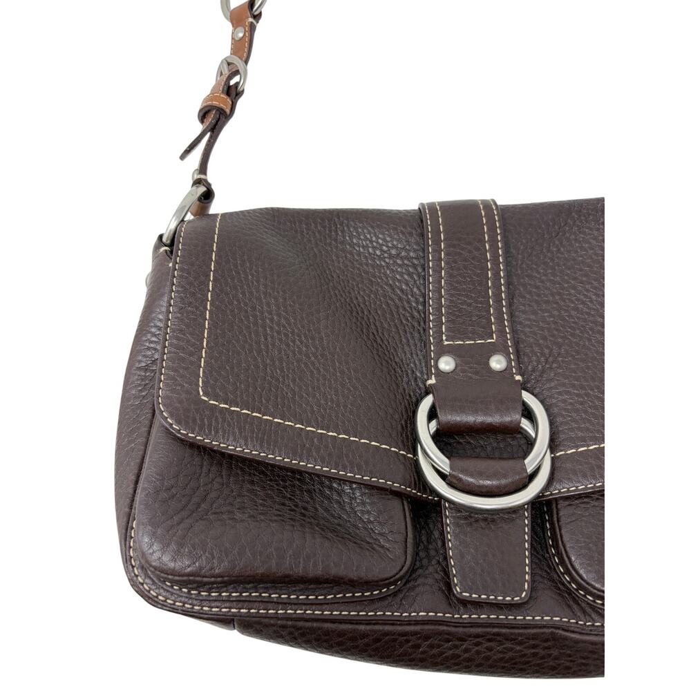 Vintage Y2K Coach Chelsea Handbag Brown Leather Shoulder Bag Fold Over Flap - Picture 3 of 10